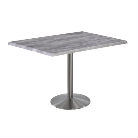 Holland Bar Stool Co 36" Tall OD214 Stainless Steel Table Base 22" Diameter 30"x48" Greystone Top OD214-2236SSOD3048GryStn
